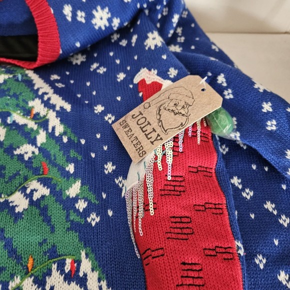 Ugly Christmas Sweater Snowman 3D Adult Size Large Light Up Jolly Sweaters Works - Picture 9 of 10